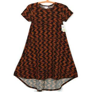 LuLaRoe Carly High Low Swing Dress Rust‎ Orange Brown Black XXS
